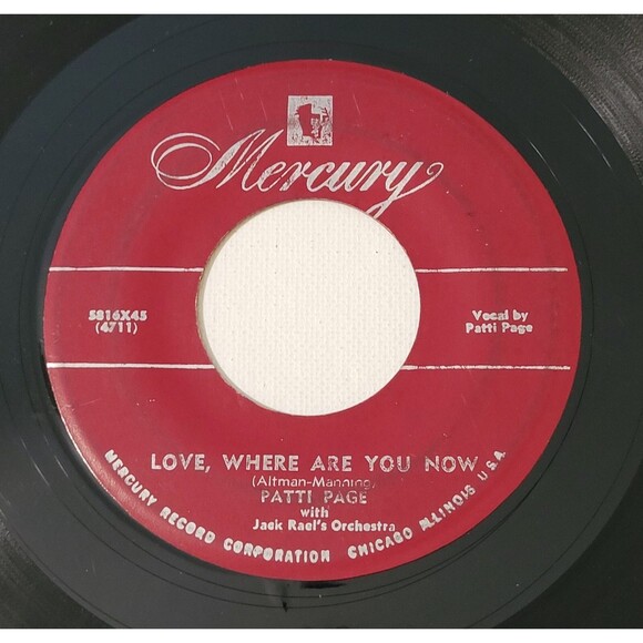 Patti Page 45 RPM - Love, Where Are You Now / Whispering Winds - Mercury VG Pop - Picture 1 of 2